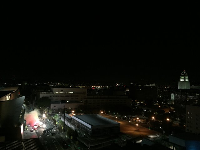 Nighttime Cityscape on LA Rooftop