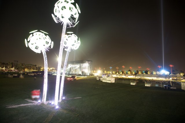 Illuminated Metropolis Sculpture at Night