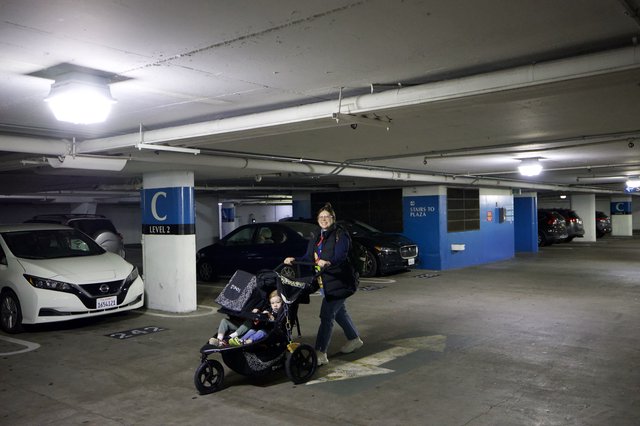 Family Moment in Underground Parking Garage