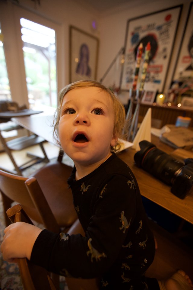 Toddler's Wonder and Surprise at Christmas Time