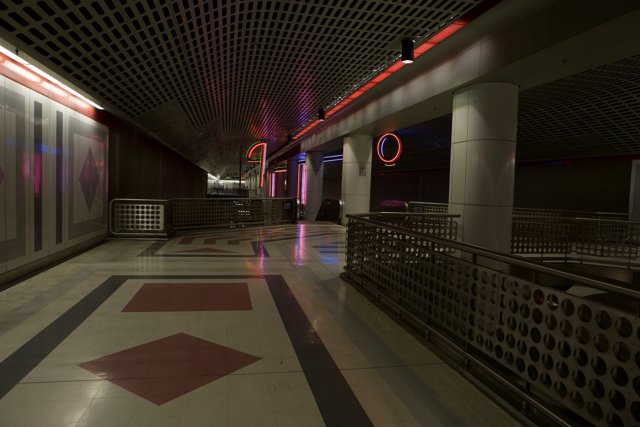Illuminated Corridor at the Train Station