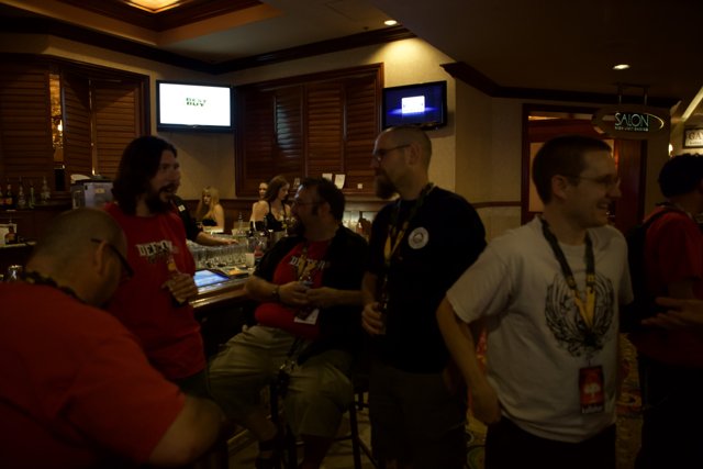 Dave Grohl enjoys drinks with friends at 2011 Defcon Pub