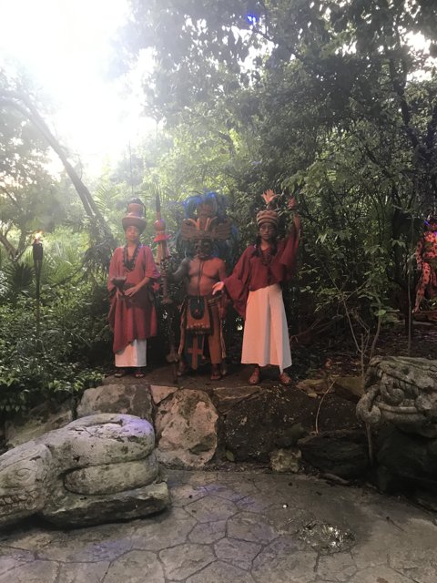 Traditional Costumes on Rock Walkway