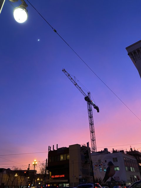 Crane at Dusk in San Francisco