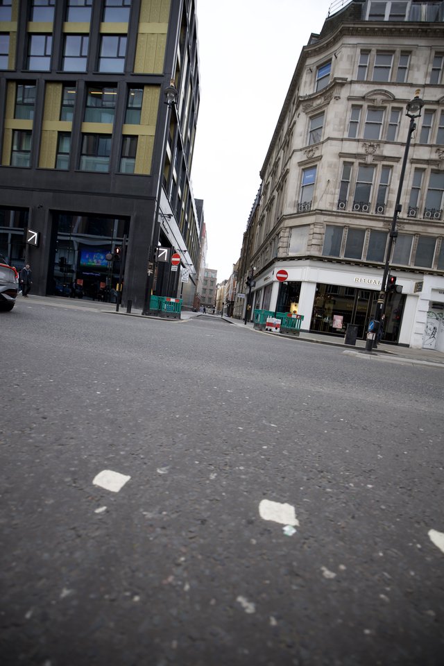 Empty Urban Street at Dawn in London