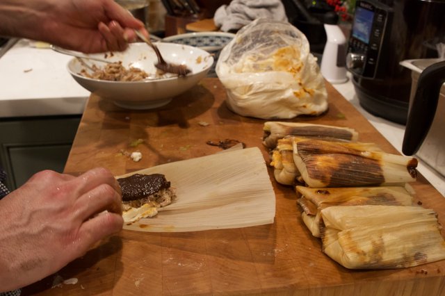 Making Traditional Tamales for Christmas Celebration