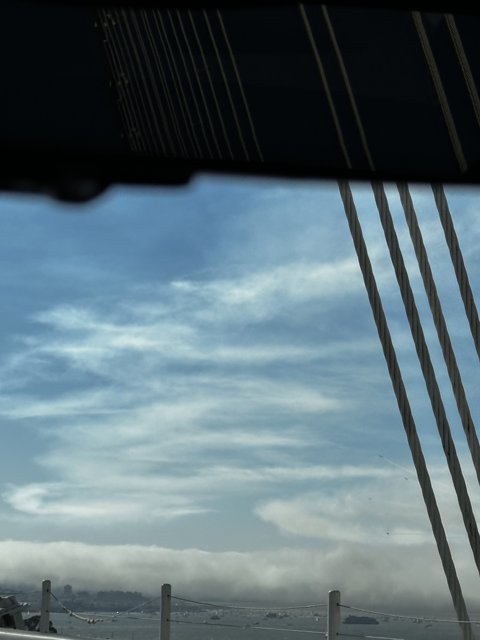 Cloudy San Francisco Bay View from Inside a Car