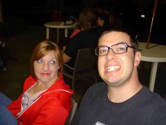 Friends Making Silly Faces at Night Outing