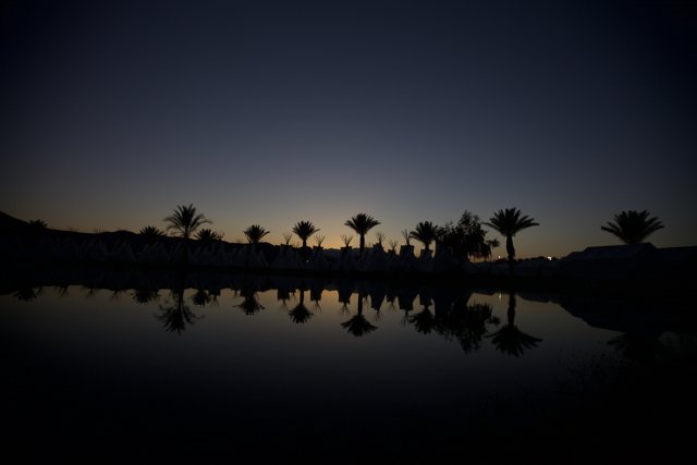 Desert Sunset Over Water