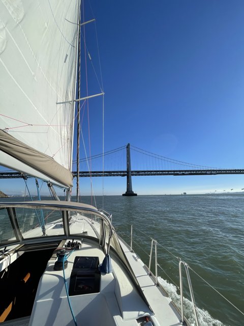 Sailing under the San Francisco Bridge
