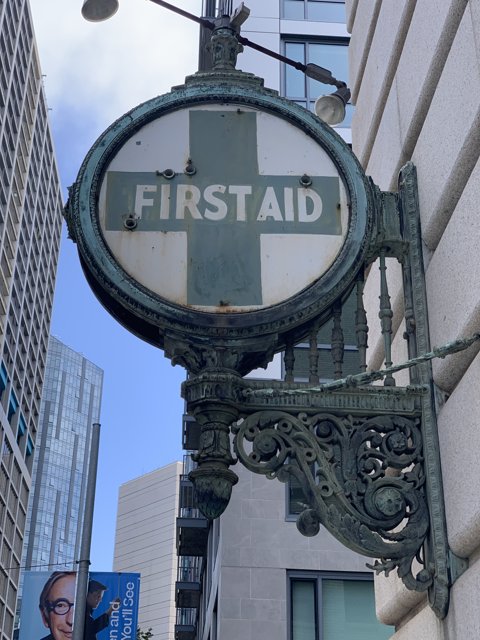 First Aid Sign on San Francisco Office Building
