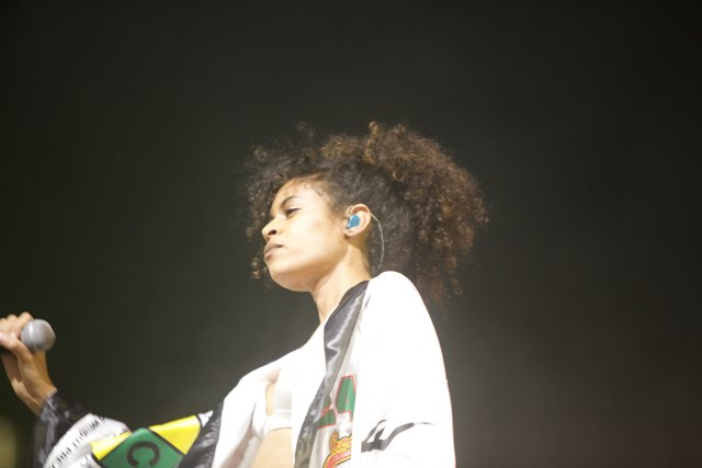 Afro Woman Performing with Microphone