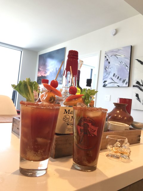 Bloody Cocktails on the Counter