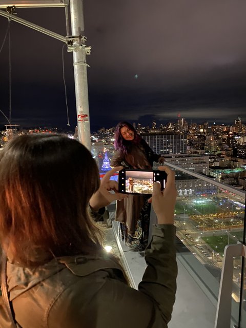 Nighttime Cityscape Selfie