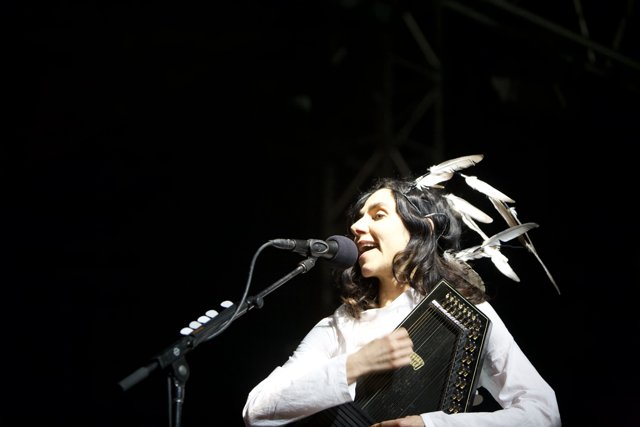 PJ Harvey Plays the Accordion with Feathers