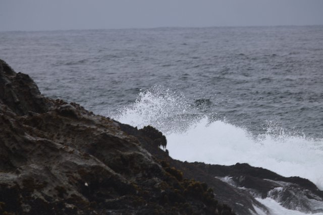 Wild Atlantic Waves Crashing Against Dark Rocky Shore