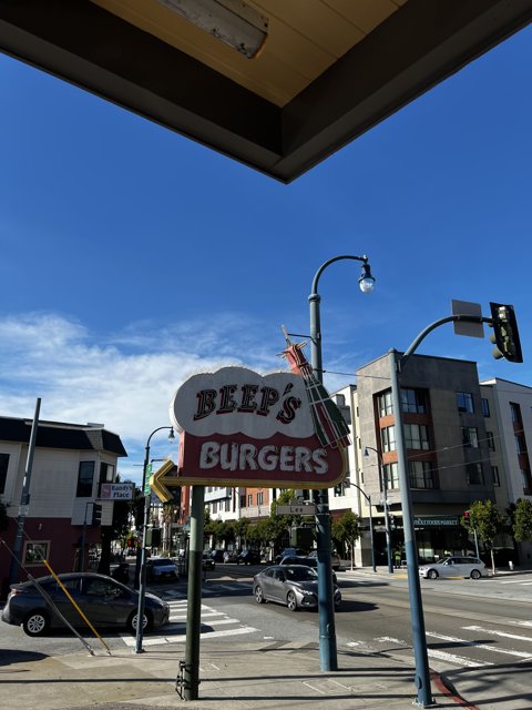 Burger Joint on Busy Urban Street