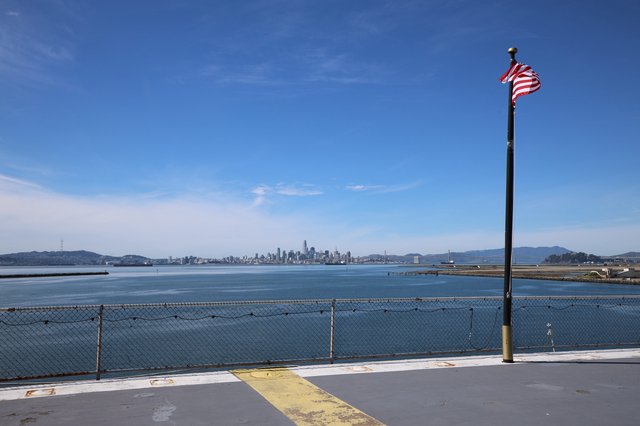 San Francisco Skyline from USS Hornet Flight Deck