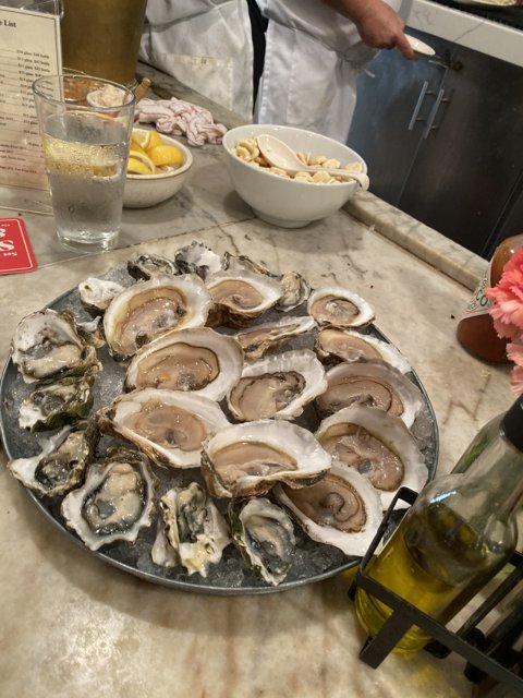 A Plate of Freshly Shucked Oysters