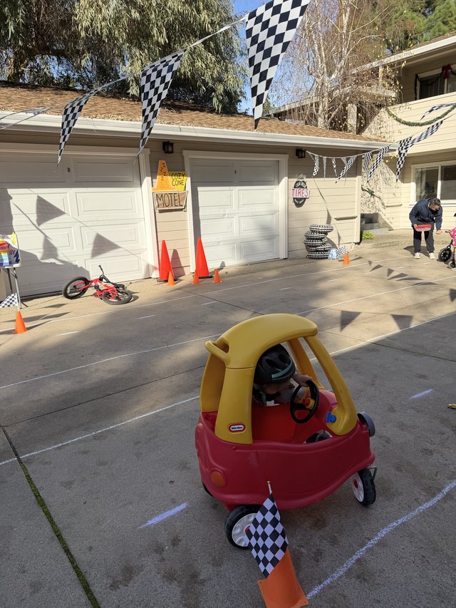 Backyard Racing Track Birthday Party Setup