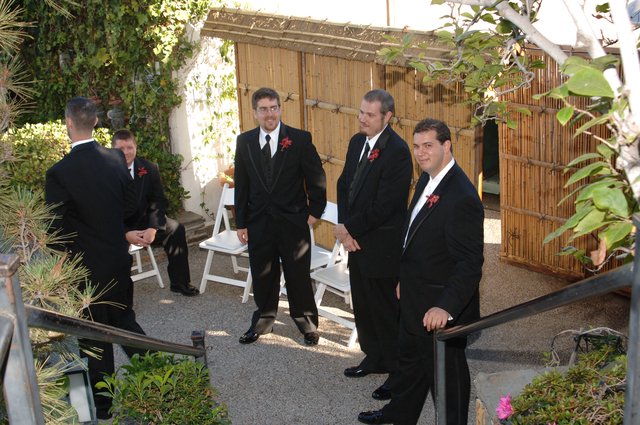 Groomsmen Await the Ceremony at Outdoor Wedding
