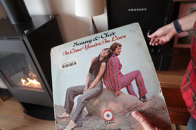Vintage Sonny & Cher Album Cover Display