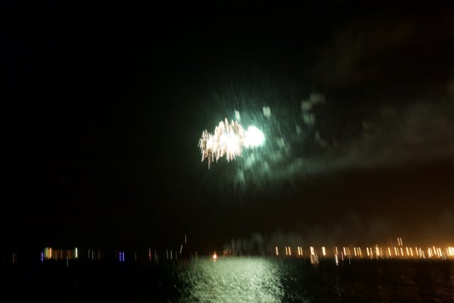 Sparkling Fireworks Display over the Nighttime Water