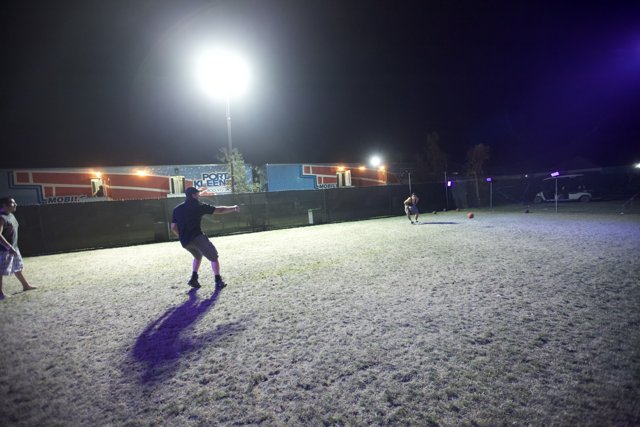 Snowy Night Frisbee Fun