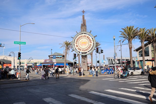 Fisherman's Wharf Sign at Sunset in San Francisco