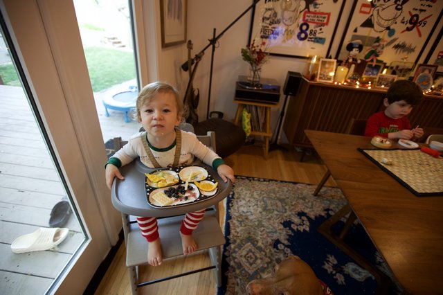 Toddler's Christmas Breakfast in Cozy Modern Home