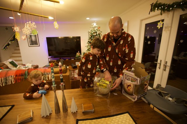 Christmas Morning Science Experiment with Father and Sons