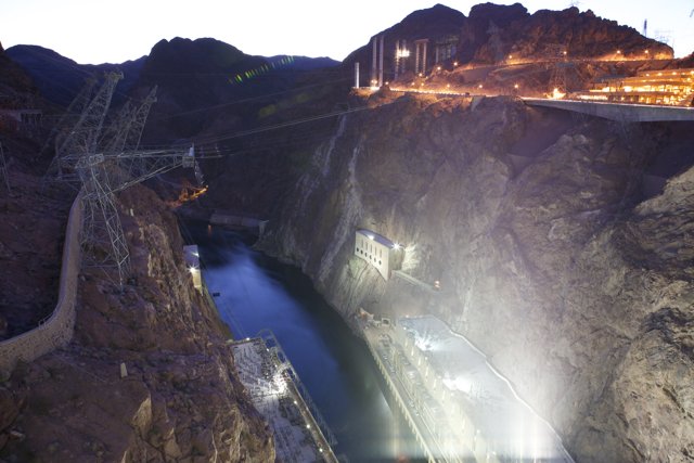 Nighttime View of the Hoover Dam