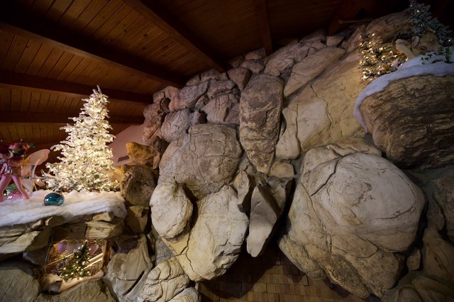 Christmas Grotto with Illuminated Tree and Rock Formation