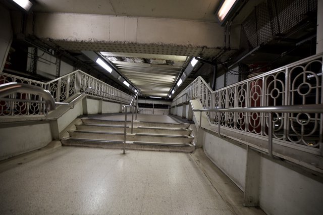 Symmetrical Underground Station Stairway in London