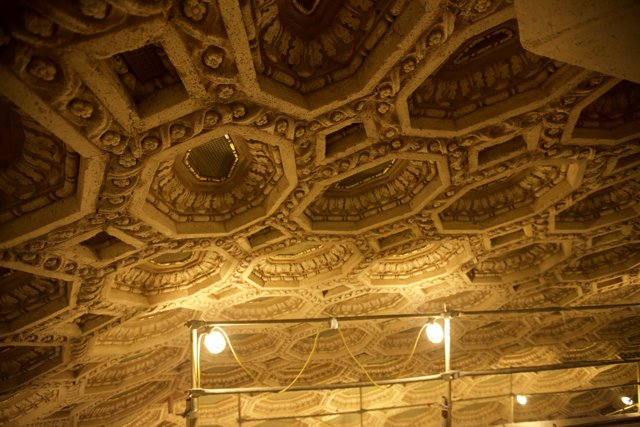 Intricate designs on the theater ceiling