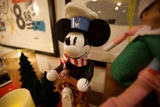 Vintage Mickey Mouse Steamboat Willie Christmas Ornament Display