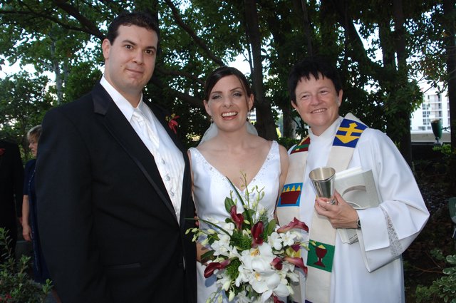 Joyful Outdoor Wedding Ceremony with Officiant