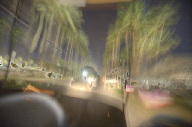 Nighttime blur on an urban street