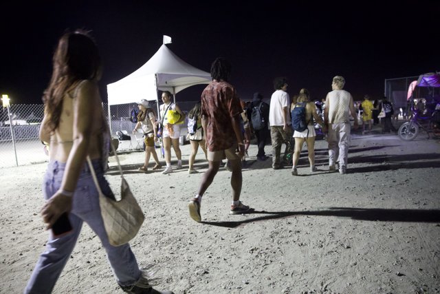 Nighttime Festival Wanderers at Coachella 2024