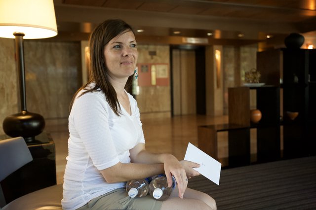 Woman Relaxing in Upscale Hotel Lobby San Francisco
