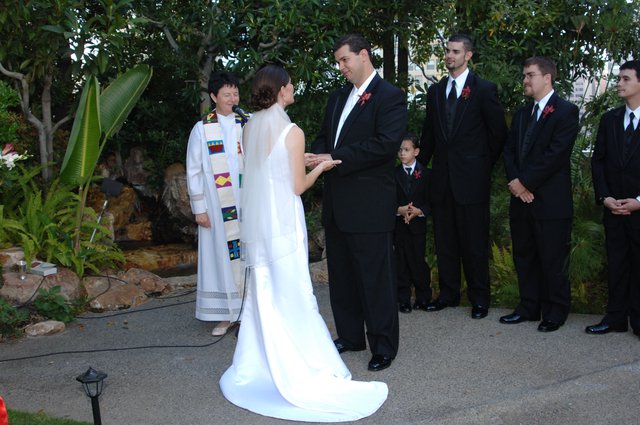 Outdoor Garden Wedding Ring Exchange Ceremony