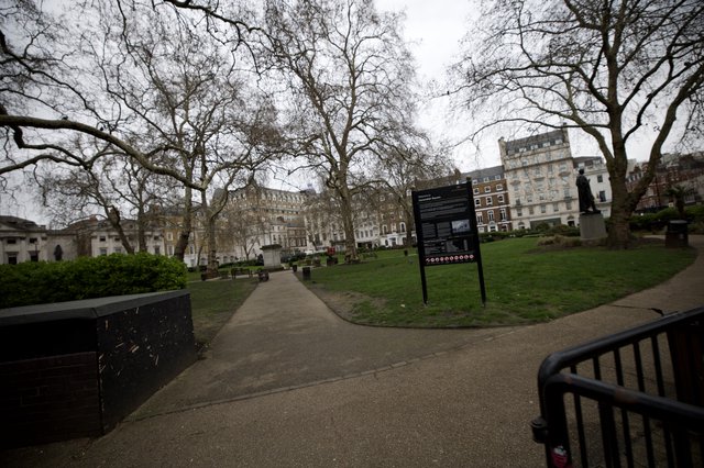 Tavistock Square Gardens on a Misty London Day