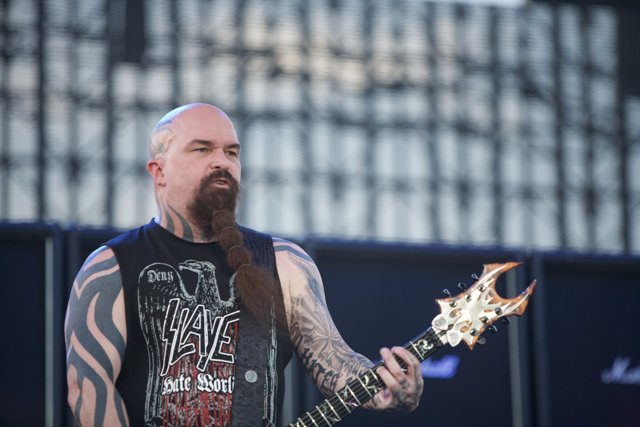 Kerry King Rocking the Crowd with His Tattooed Guitar Skills