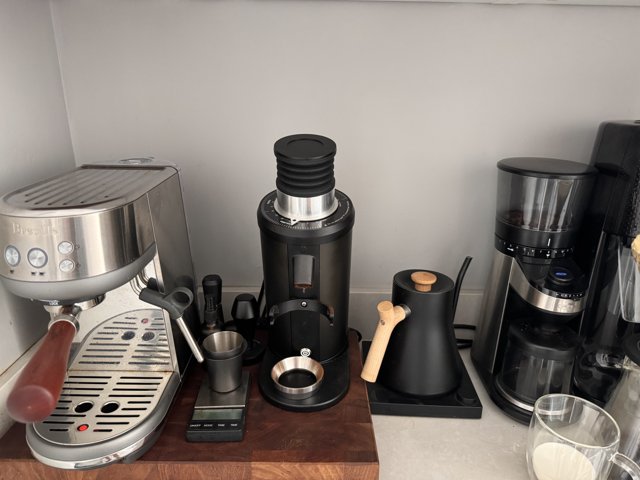 My Morning Trio: Coffeemaker, Blender, and Grinder