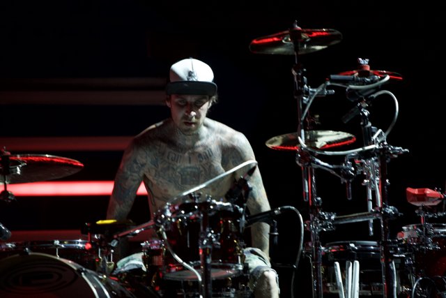 Travis Barker Rocking Out on the Drums