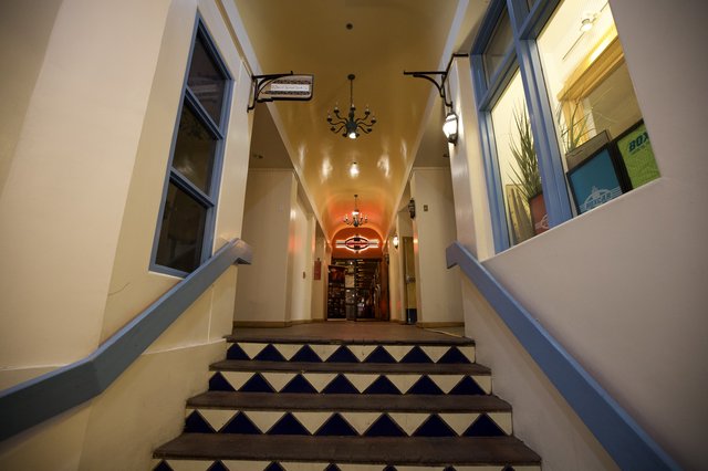Southwestern Passage with Decorative Tiled Stairs