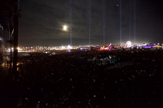 Illuminated Urban Concert Crowd