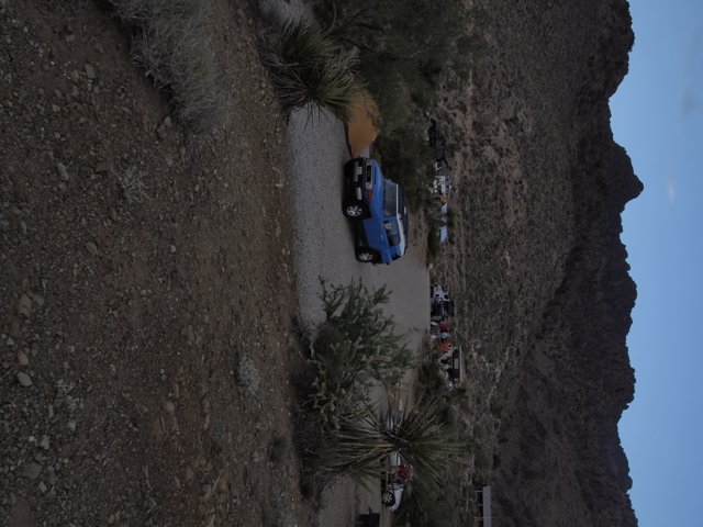 Blue Car Adventure in the Mountains