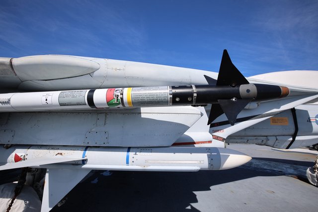 Air-to-Air Missiles Mounted on Military Aircraft Wing