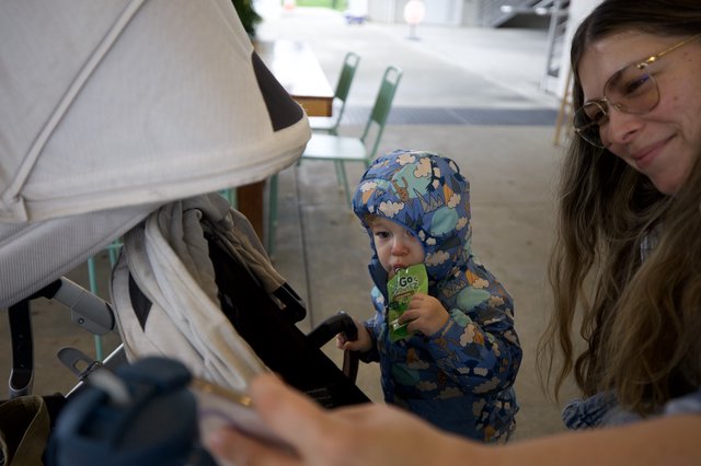 Mother and Child Dining Out at Modern Restaurant
